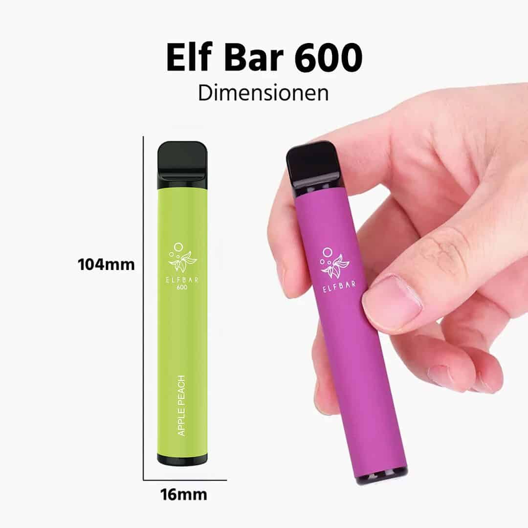 elf bar  apple peach apfel pfirsich ohne nikotin groesse