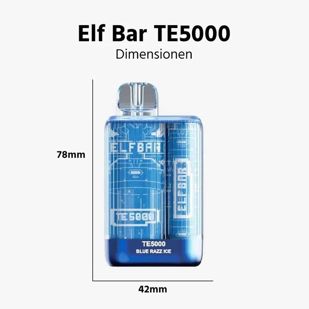 elf bar te5000 blue razz ice gefrostete himbeeren groesse