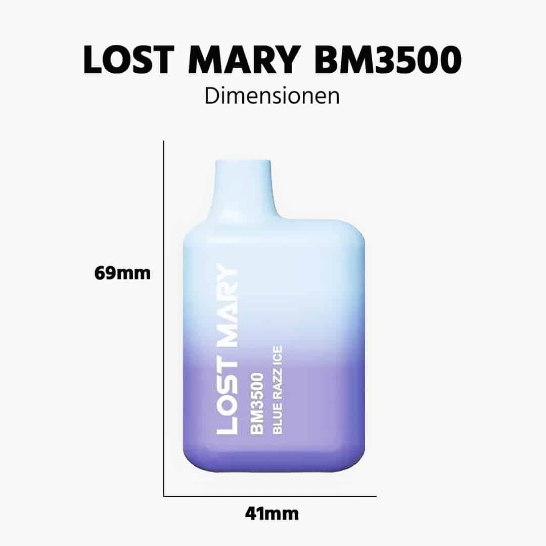 lost mary bm3500 blue razz ice gefrostete himbeeren groesse