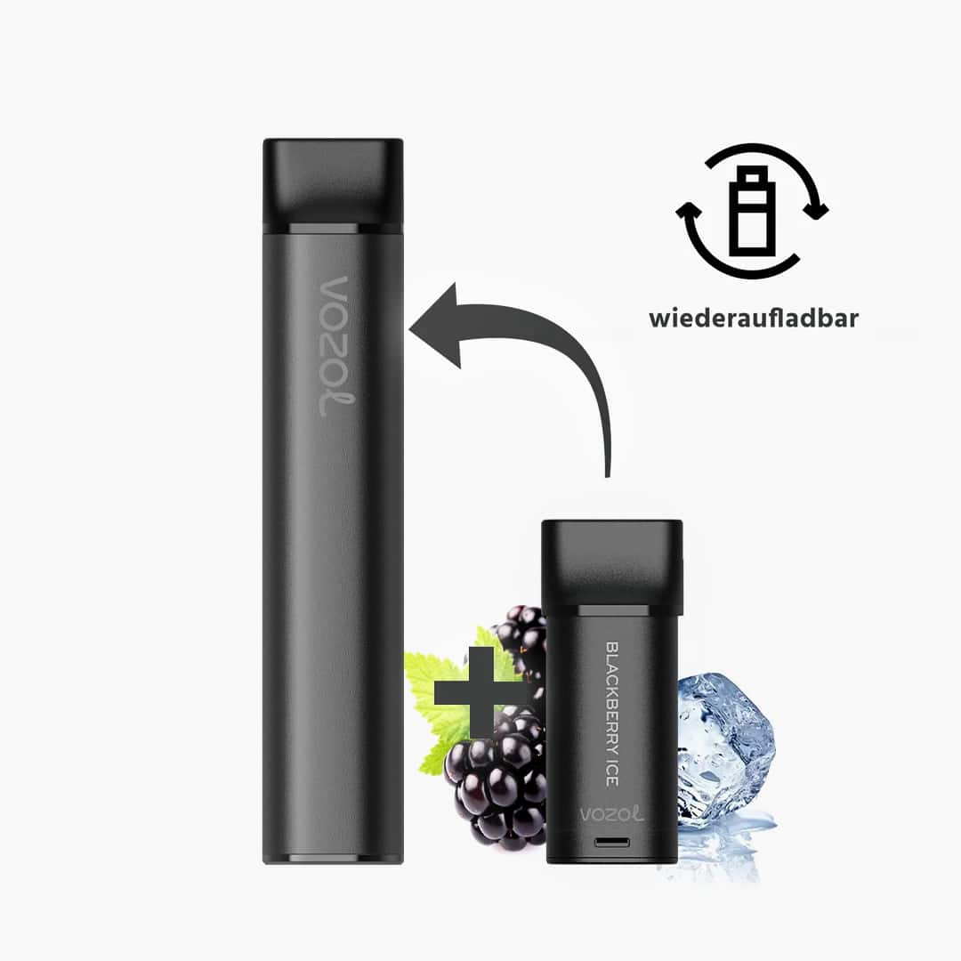 vozol switch 600 starter kit nero incl. 1 pod blackberry ice