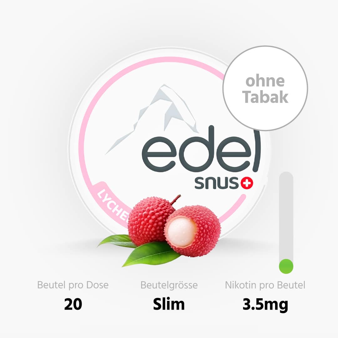 edelsnus lychee aw litschi rosenduft snus ohne tabak 14g 5mg nikotin