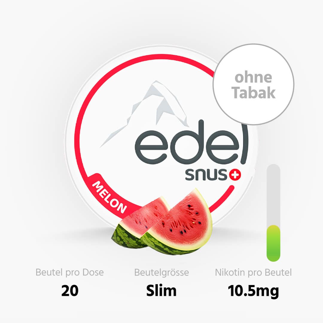 edelsnus melon aw watermelon snus senza tabacco 14g 15mg nicotina