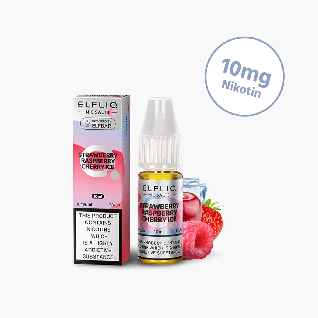 elf bar elfliq strawberry raspberry cherry ice sel de nicotine liquide 10mg