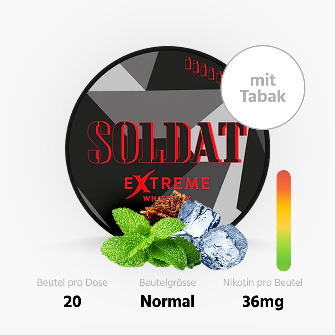 soldat extreme wdp mint menthol snus with tobacco 16g 45mg nicotine