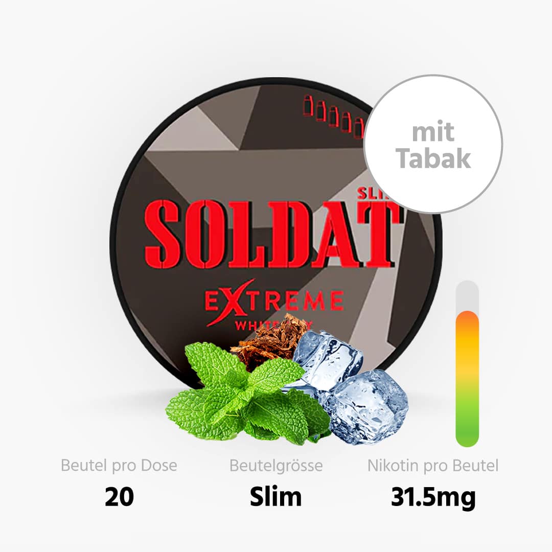 soldat extreme wdp slim menthe menthol snus avec tabac 14g 45mg nicotine