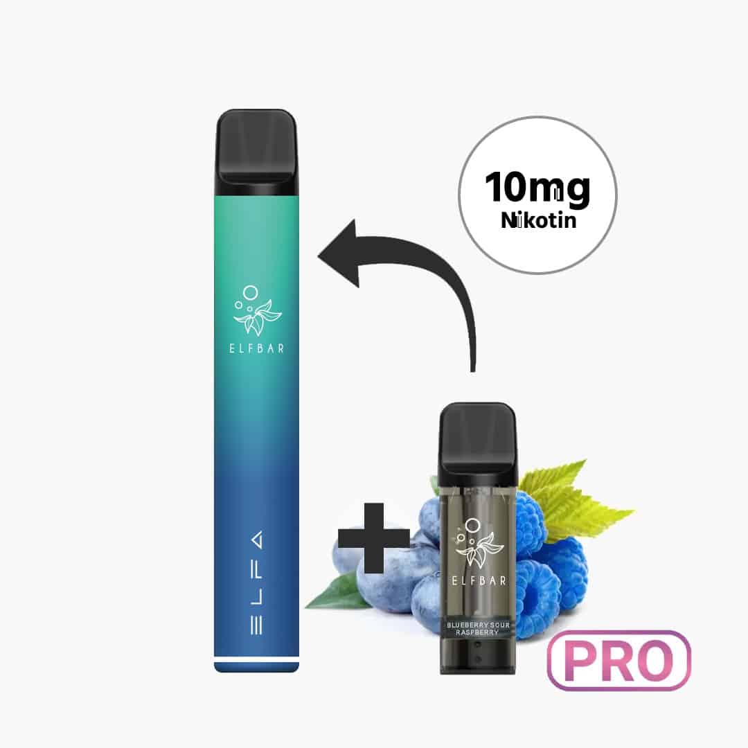 elfbar elfa pro starter kit 10mg aurora blue incl. 1 pod blueberry sour raspberry