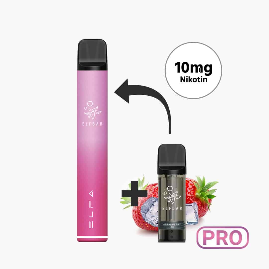 elfbar elfa pro starter kit 10mg aurora pink inkl 1 pod strawberry ice 1