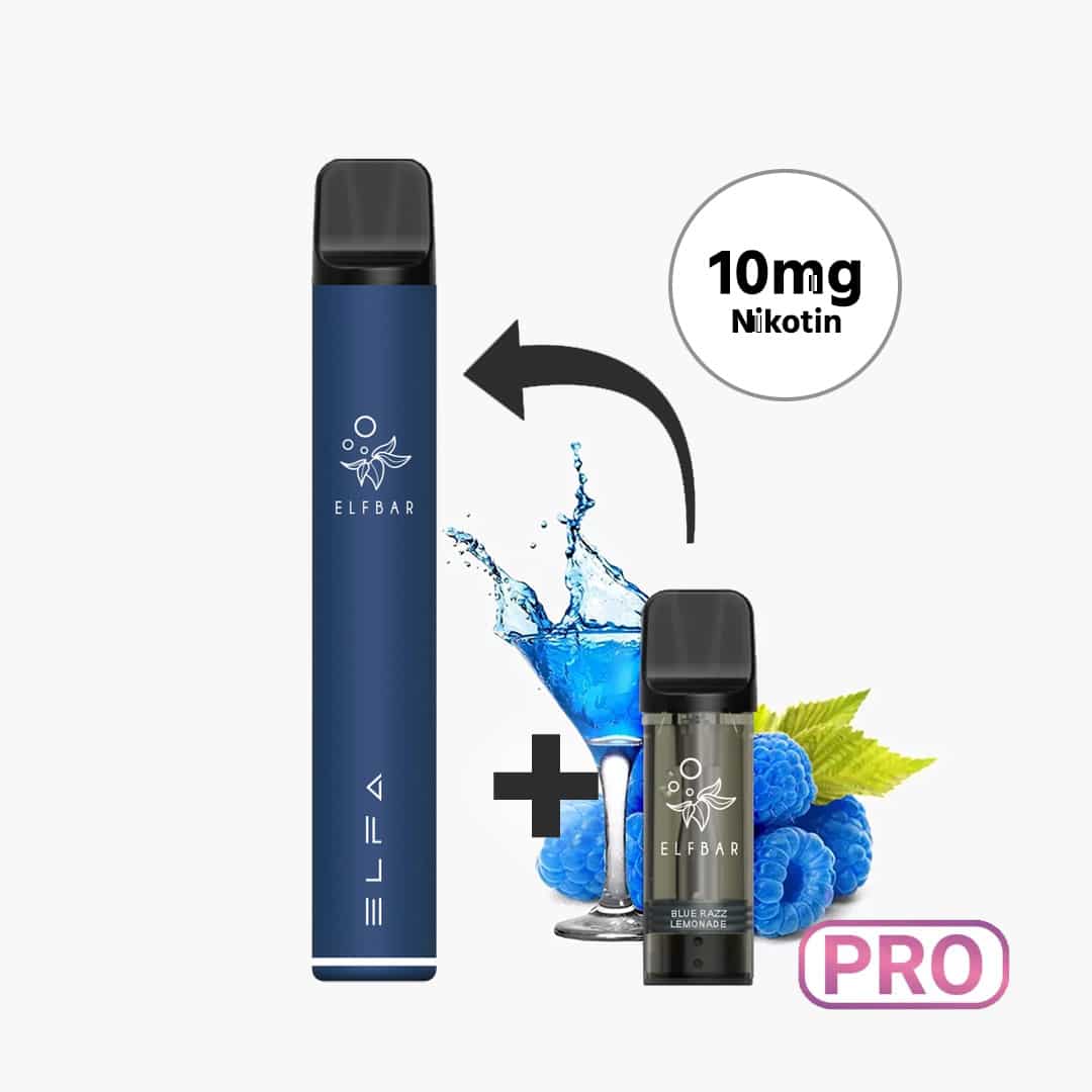 elfbar elfa pro starter kit 10mg blu navy incl. 1 pod blue razz lemonade