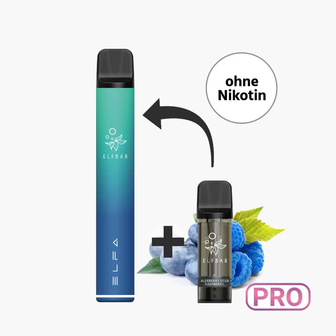 elfbar elfa pro starter kit nicotine free aurora blue incl 1 pod blueberry sour raspberry