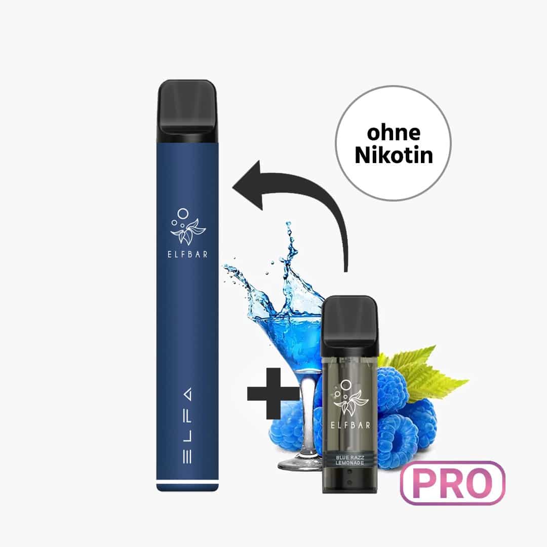 elfbar elfa pro starter kit senza nicotina blu navy incl. 1 pod blue razz lemonade