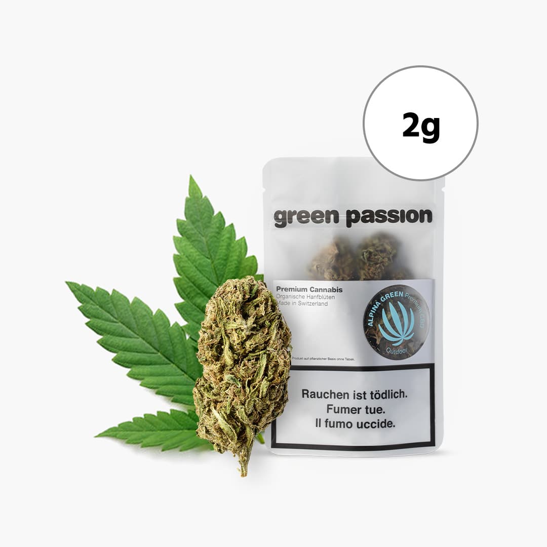 green passion alpina green outdoor cbd blueten 2g cbd 20