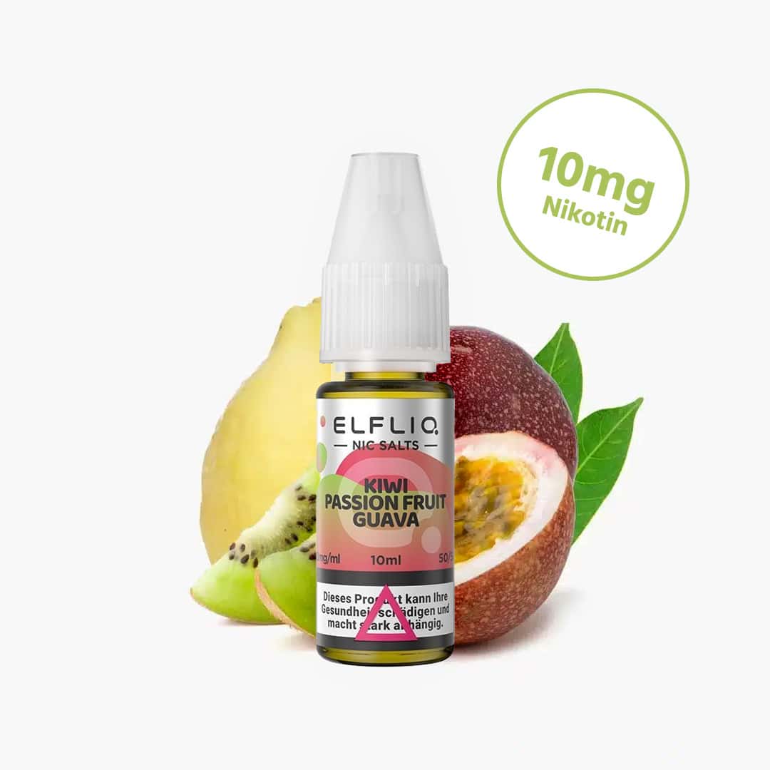 elf bar elfliq kiwi passionfruit guava nicotine salt liquid 10mg