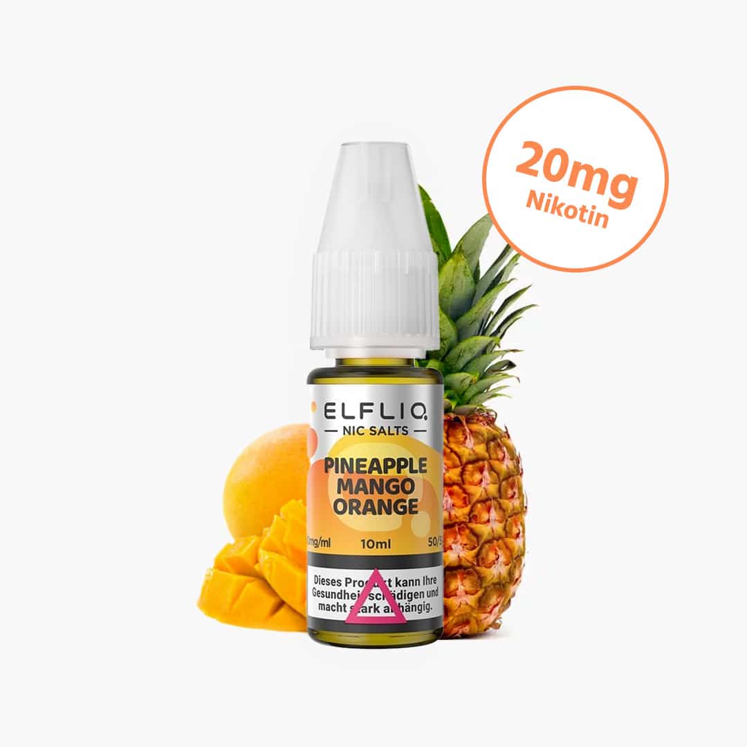 elf bar elfliq pineapple mango orange nicotine salt liquid 20mg
