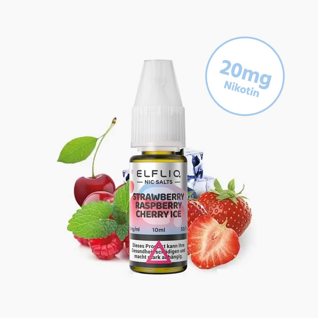 elf bar elfliq strawberry raspberry cherry ice sel de nicotine liquide 20mg