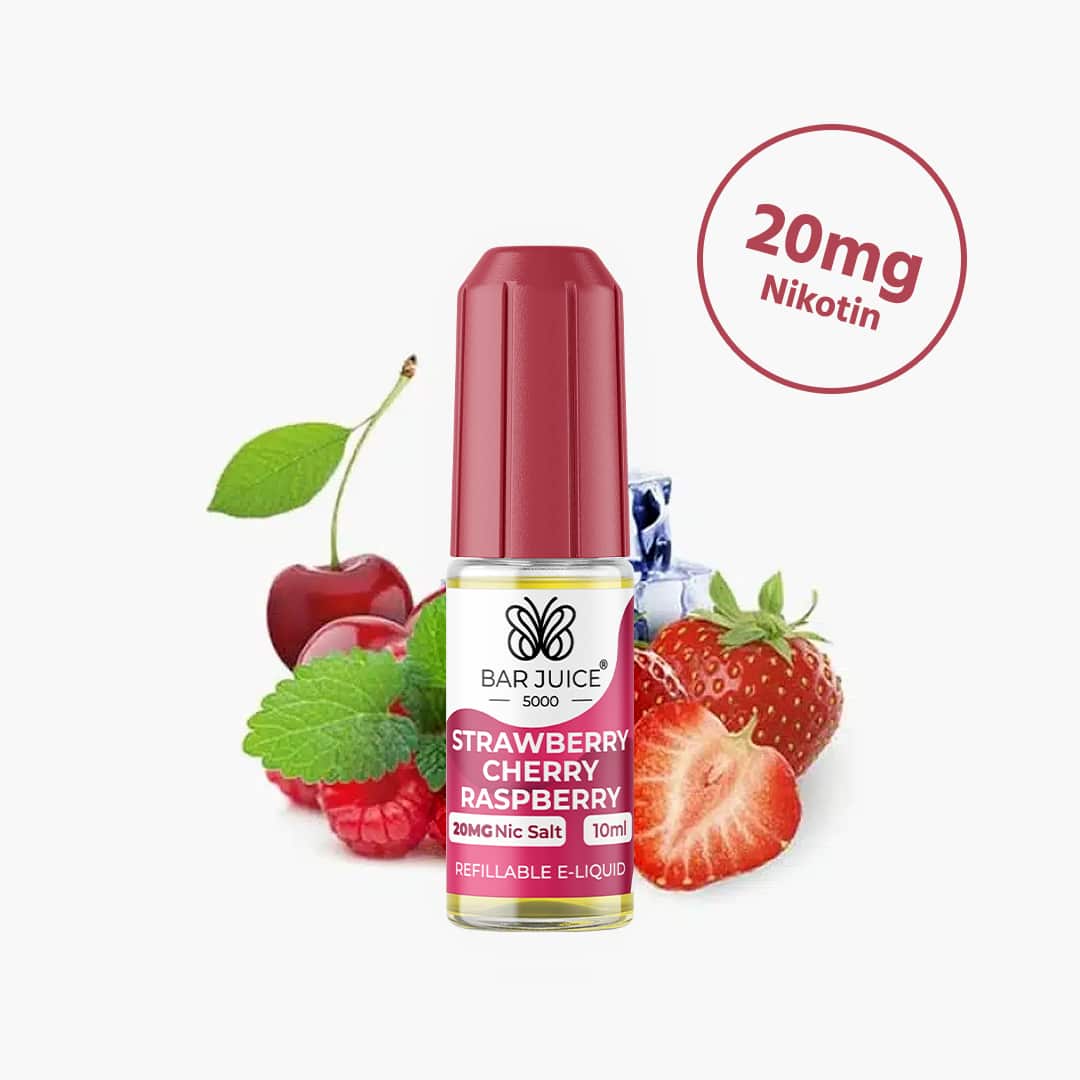 bar juice 5000 strawberry cherry raspberry nikotinsalz liquid 20mg