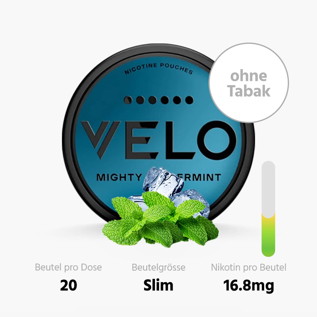 velo mighty peppermint max minze snus ohne tabak 14g 24mg nikotin