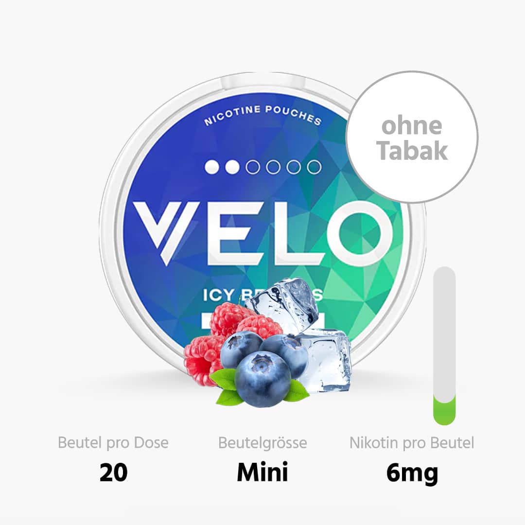 velo mini icy berrys aw beeren snus ohne tabak 10g 12mg nikotin