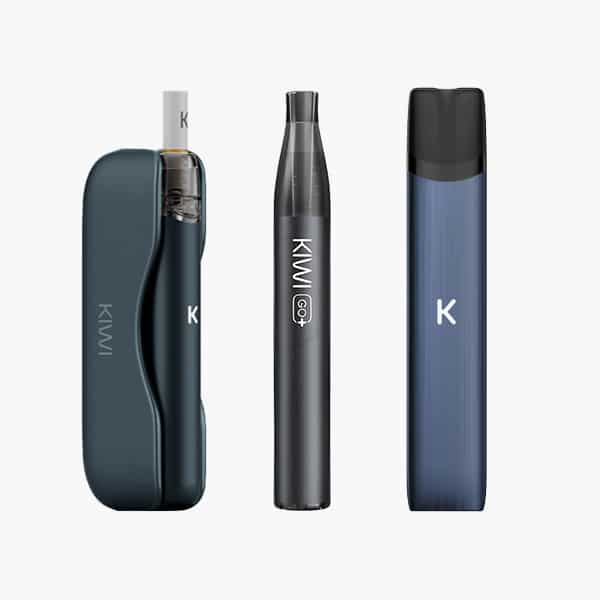 KIWI Starter Kit Blue mit 20 mg, blaues Pod-System mit drei Ansichten auf hellem Hintergrund