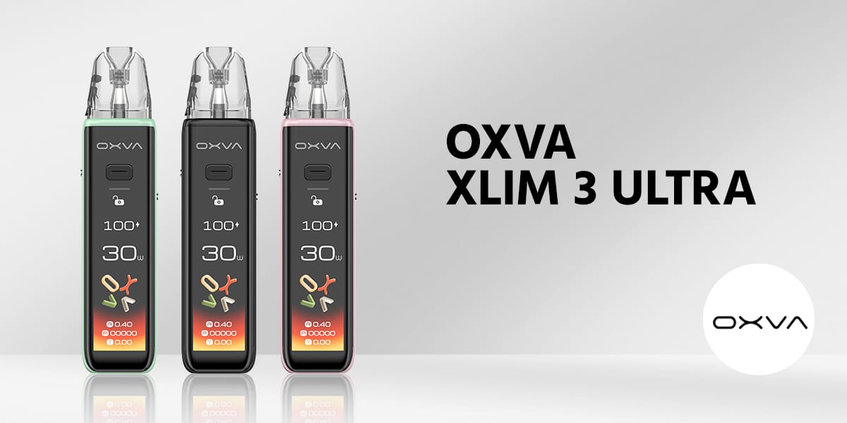 OXVA Xlim 3 Ultra Pod System Vape in Green, Black, and Pink with "OXVA Xlim 3 Ultra" lettering, 20 mg