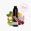 Nolya E-Liquid Call of Fruity 20 mg Nikotin 10 ml Flasche mit Kiwi, Pfirsich, Kirschen und Drachenfrucht im Hintergrund