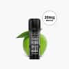 Aroma King Smart Pod Green Apple mit 20 mg/ml Nikotin, schwarzes Pod-System vor grünem Apfel