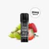Aroma King Smart Kiwi Strawberry Vape Pod 20 mg Nikotin, schwarzes Gerät vor Kiwi- und Erdbeerfrüchten