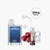 SKC Crystal Plus Pod Kit mit Pod, 20 mg Nikotin, Kirsche Ice Geschmack, blaues Gerät mit Kirschen und Eiswürfeln