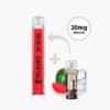 SKE Crystal Plus Vape Wassermelone Ice 20 mg Nikotin mit Pod, Wassermelone und Eiswürfeln auf weißem Hintergrund