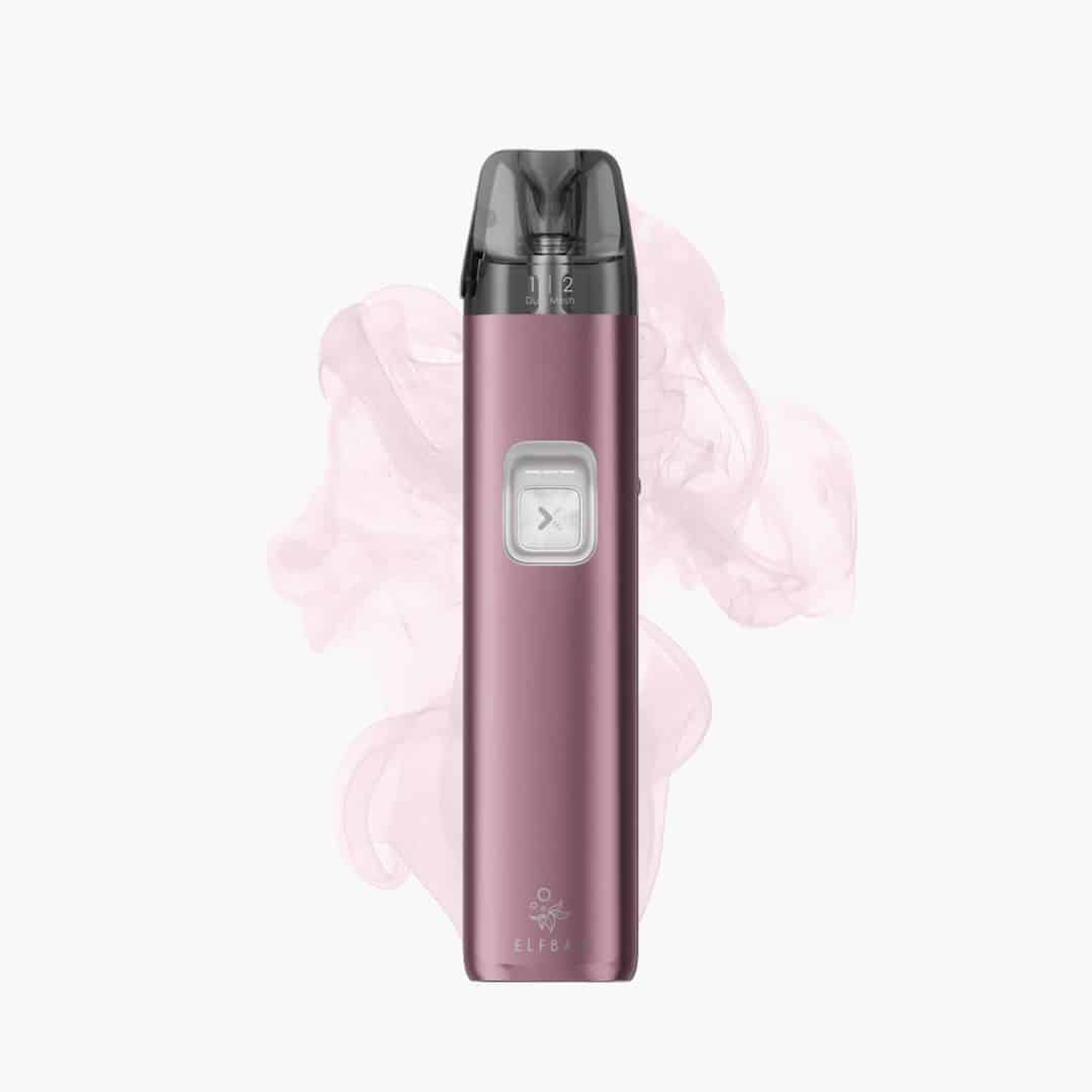ELFBAR ELFA Akku Pod-System in Rose mit schwarzem Pod oben, 20 mg, freigestellt vor hellem Hintergrund