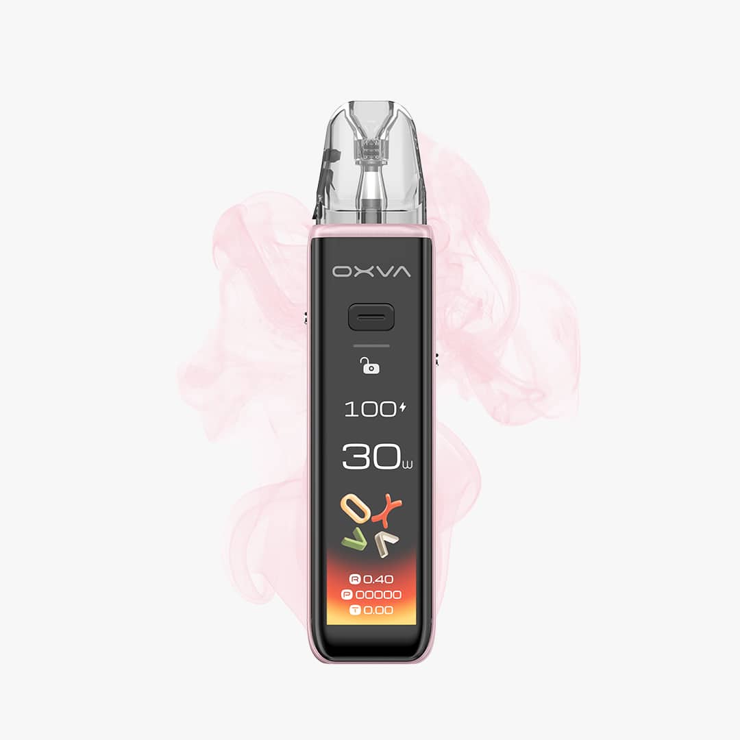 OXVA XLIM Pro Pod Vape in Pink mit Display (30W) und transparentem Pod, 20 mg Nikotin, freigestellt