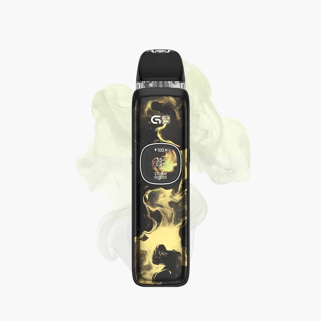 Geekvape Sonder Q2 Pod Kit Storm 20 mg in Schwarz mit goldener Marmor-Optik, Produktfoto auf hellem Hintergrund