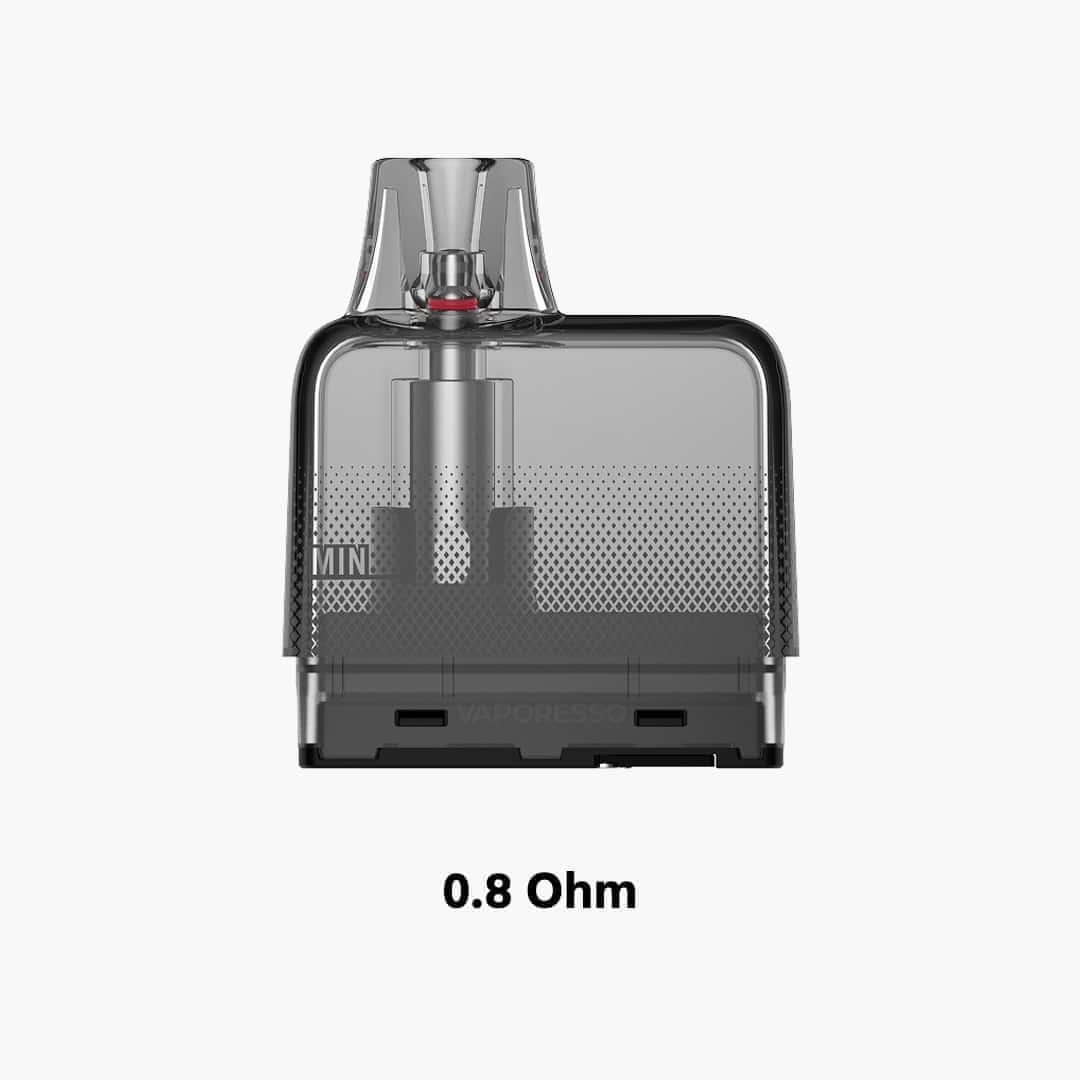 Vaporesso Pod Cartridge 0,8 Ohm in Schwarz/Transparent, Frontansicht auf weißem Hintergrund