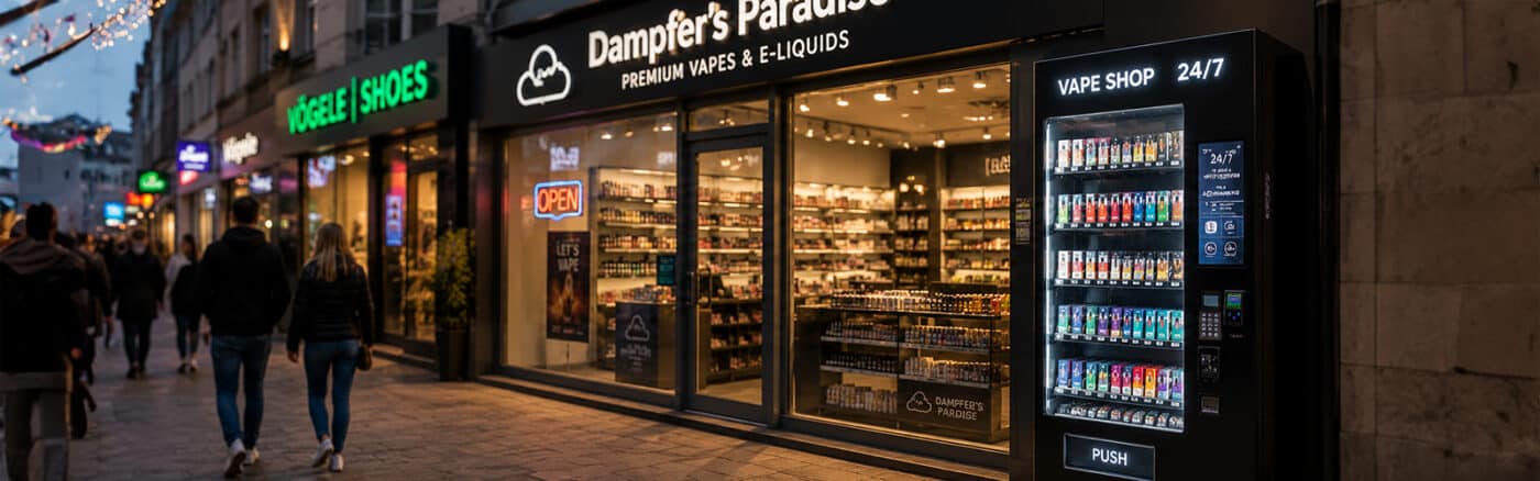 Bild von einem Vape Laden in der Schweiz mit Vape Automaten
