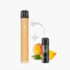 ELFBAR 600 Juicy Peach 20 mg E-Zigarette Pod-System in Pfirsichfarbe, mit Juicy Peach Pod und Pfirsich-Motiv