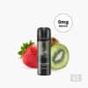 Elfbar Strawberry Kiwi Vape 0 mg Nikotin, schwarzes Gerät vor Erdbeere und aufgeschnittener Kiwi, V2
