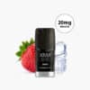 KIWI AIR Pod Strawberry Ice 20 mg Nikotin, schwarzer Pod mit Erdbeere und Eiswürfeln im Hintergrund