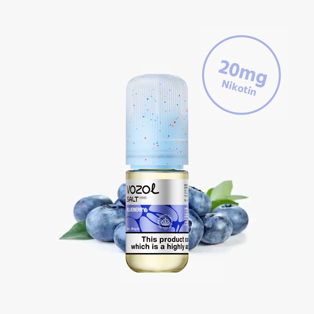 VOZOL Salt Prime Blueberry Nikotinsalz Liquid 20 mg mit Blaubeeren im Hintergrund
