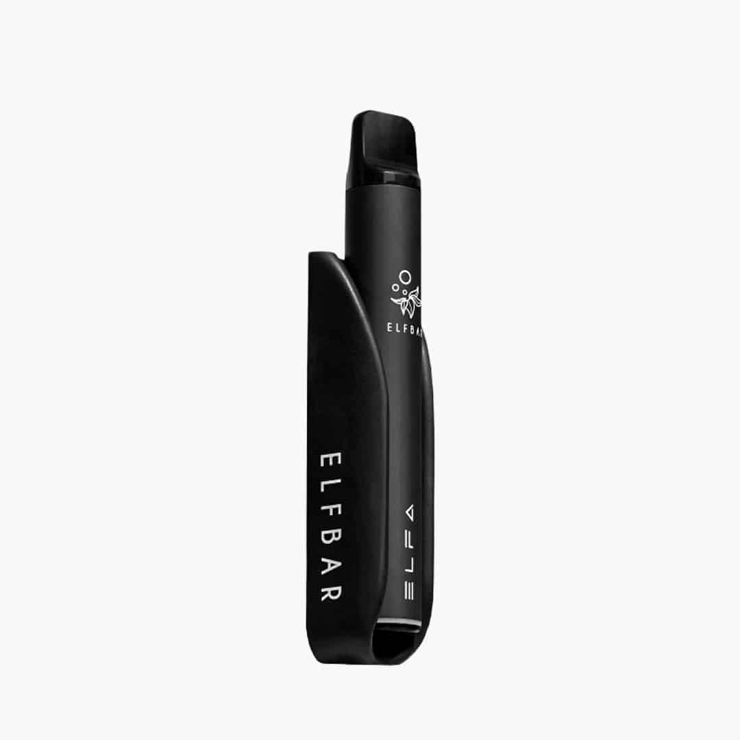 Schwarzes ELFBAR ELFA Pod-System Vape 20 mg, schlankes Gerät auf hellem Hintergrund