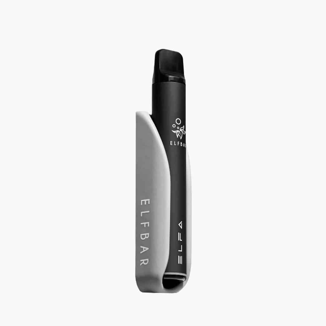 ELFBAR ELFA Pod Vape in Schwarz und Grau, 20 mg, mit ELFBAR-Branding auf weissem Hintergrund